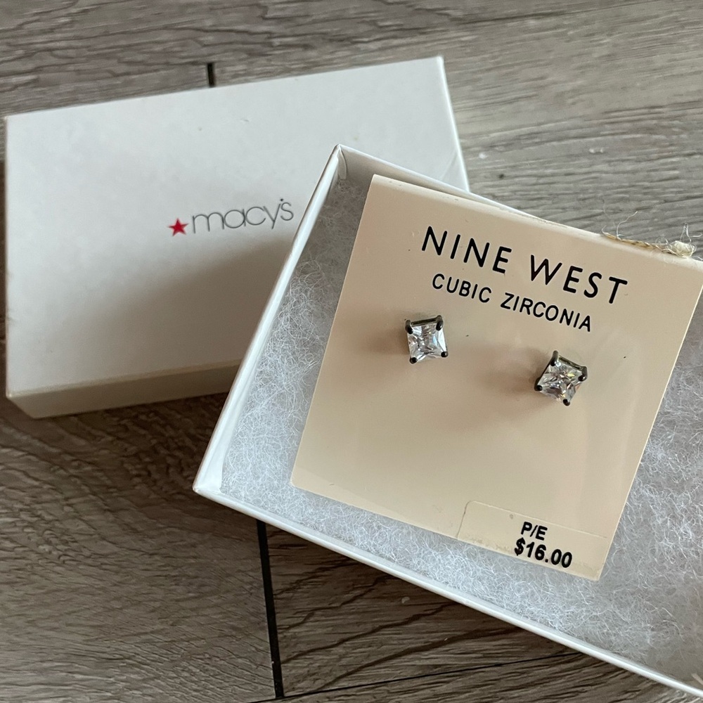 Nine West Silver Cubic Zirconia Stud Earrings